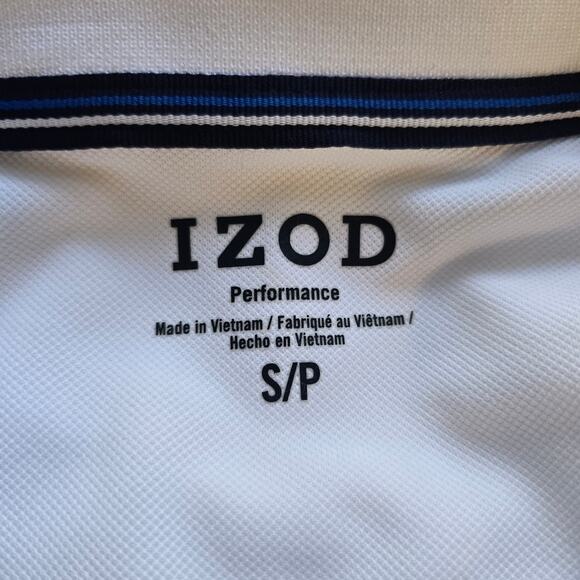 Izod Performance Long Sleeve Polo Sweater Pullover Men's Size Small White Navy - Picture 8 of 10